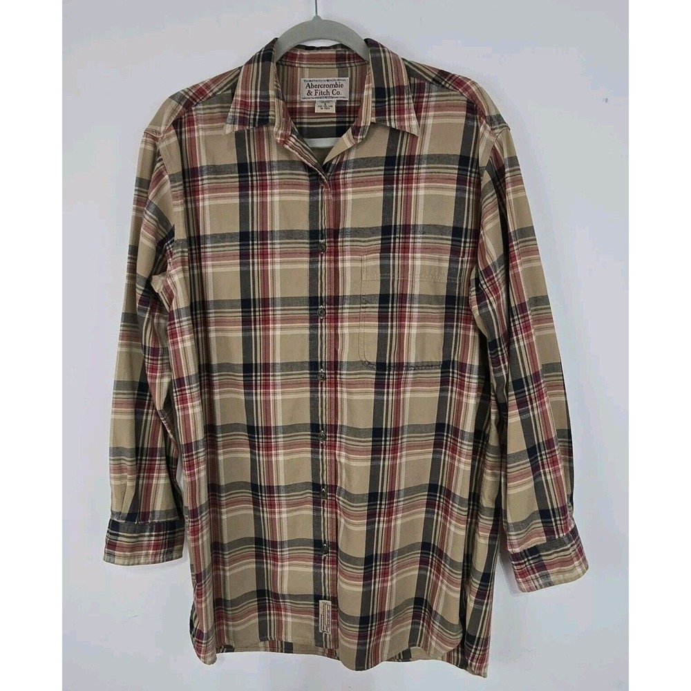 Abercrombie & Fitch Shirt Men Sm Button Down Heavy Twill Plaid 90s Gorpcore Vtg